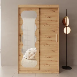 Sentoji - Kledingkast met 2 schuifdeuren - Eikenpatroon - 120x62x200 c
