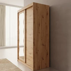 Sentoji - Kledingkast met 2 schuifdeuren - Eikenpatroon - 120x62x200 c