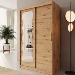 Sentoji - Kledingkast met 2 schuifdeuren - Eikenpatroon - 120x62x200 c