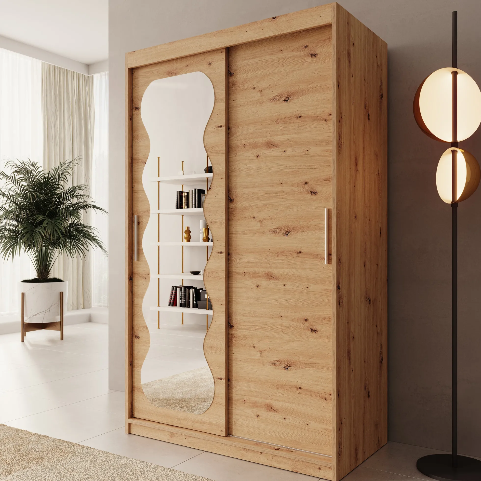 Sentoji - Kledingkast met 2 schuifdeuren - Eikenpatroon - 120x62x200 c