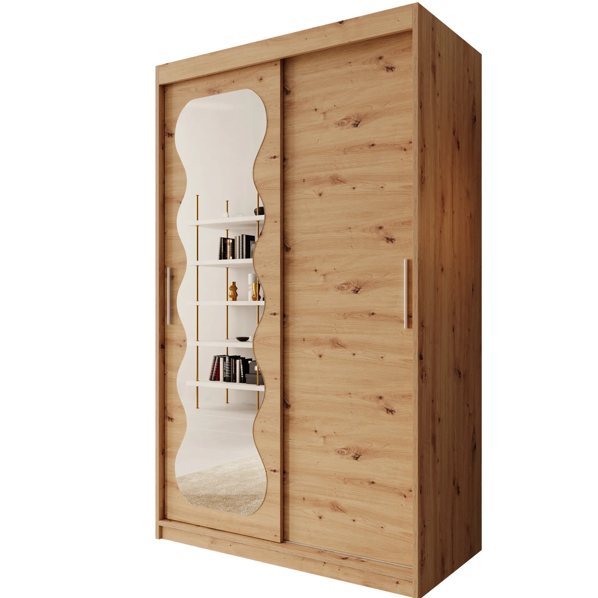 Sentoji - Kledingkast met 2 schuifdeuren - Eikenpatroon - 120x62x200 c