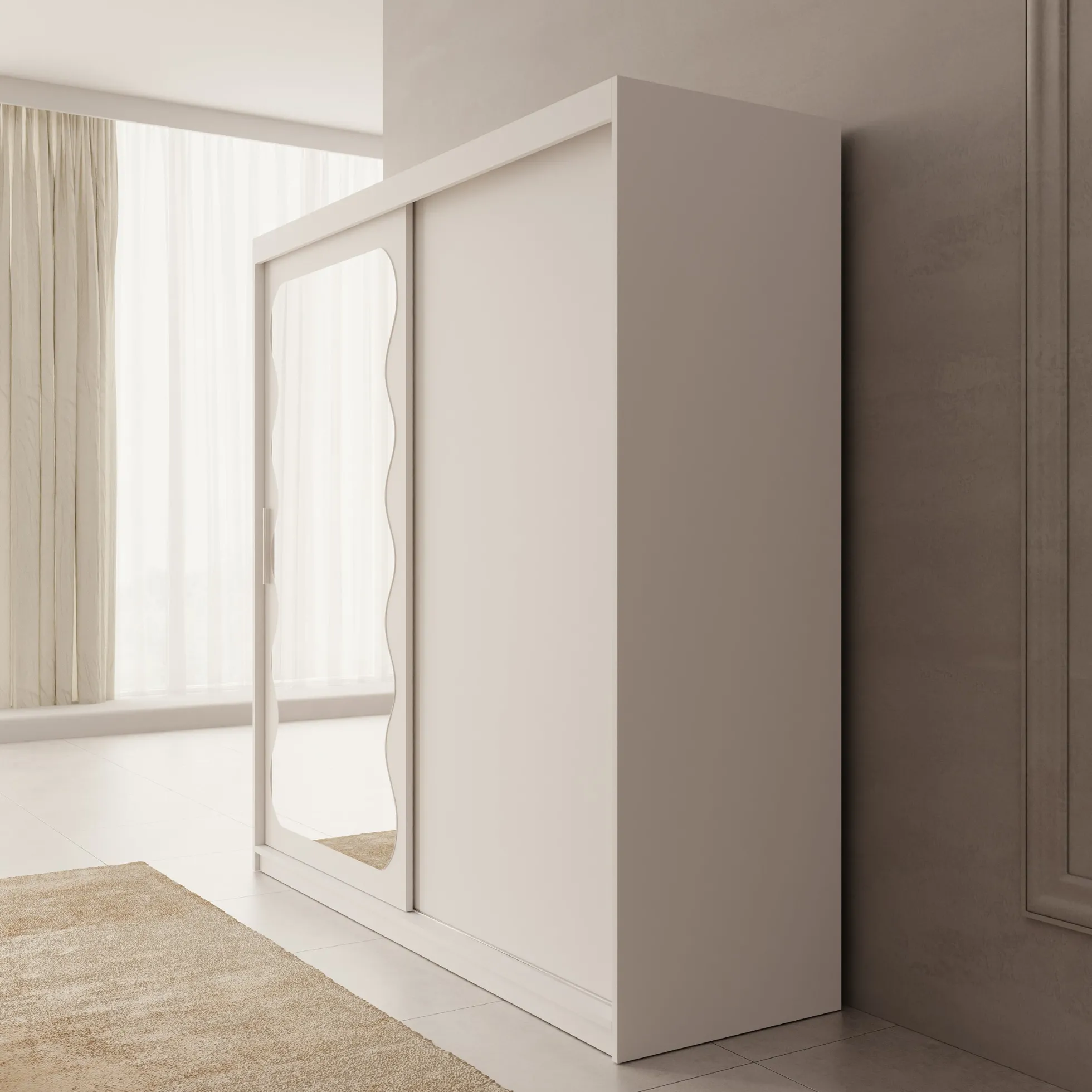 Sentoji - Kledingkast met 2 schuifdeuren - Wit - 200x62x200 cm
