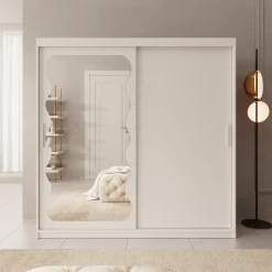 Sentoji - Kledingkast met 2 schuifdeuren - Wit - 200x62x200 cm