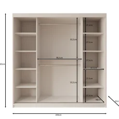Sentoji - Kledingkast met 2 schuifdeuren - Wit - 200x62x200 cm