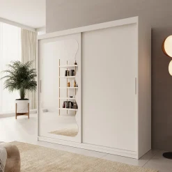 Sentoji - Kledingkast met 2 schuifdeuren - Wit - 200x62x200 cm