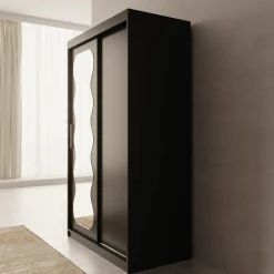 Sentoji - Kledingkast met 2 schuifdeuren - Zwart - 120x62x200 cm