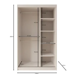 Sentoji - Kledingkast met 2 schuifdeuren - Zwart - 120x62x200 cm