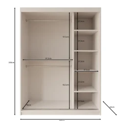 Sentoji - Kledingkast met 2 schuifdeuren - Wit - 150x62x200 cm