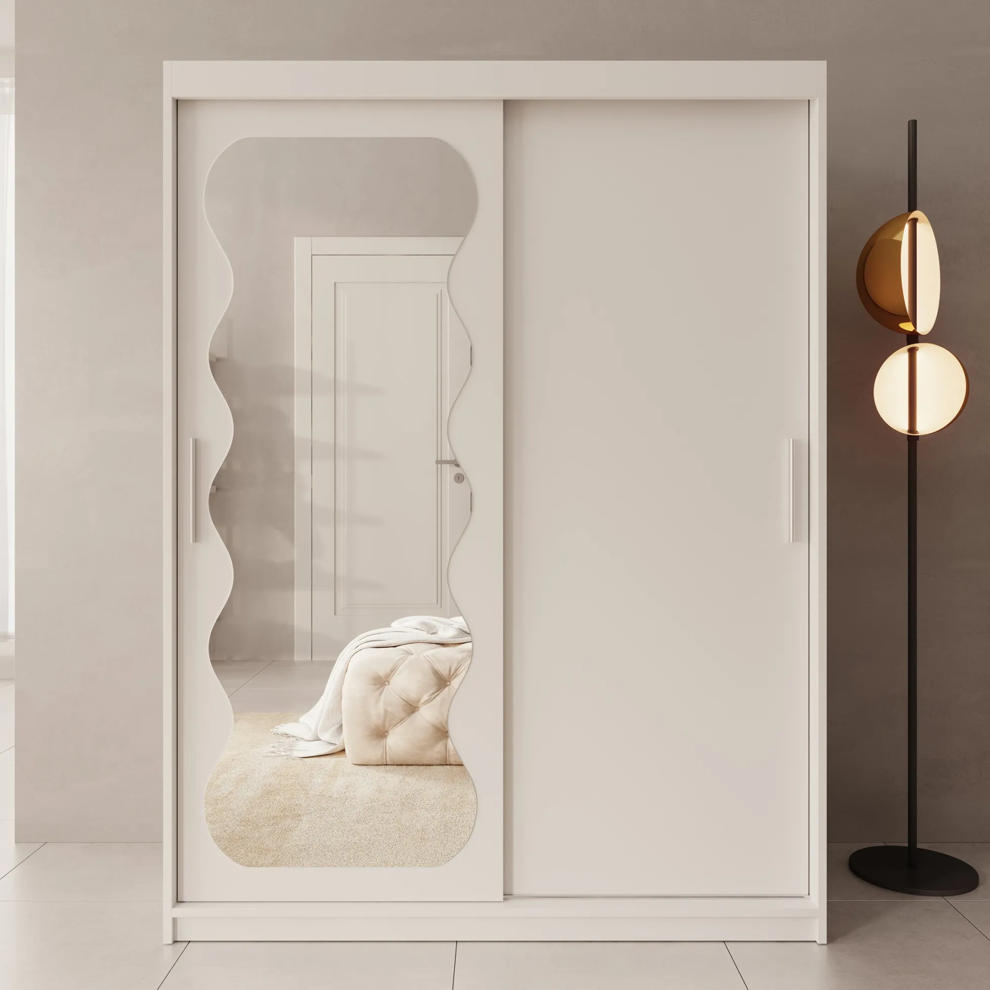 Sentoji - Kledingkast met 2 schuifdeuren - Wit - 150x62x200 cm