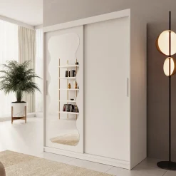 Sentoji - Kledingkast met 2 schuifdeuren - Wit - 150x62x200 cm