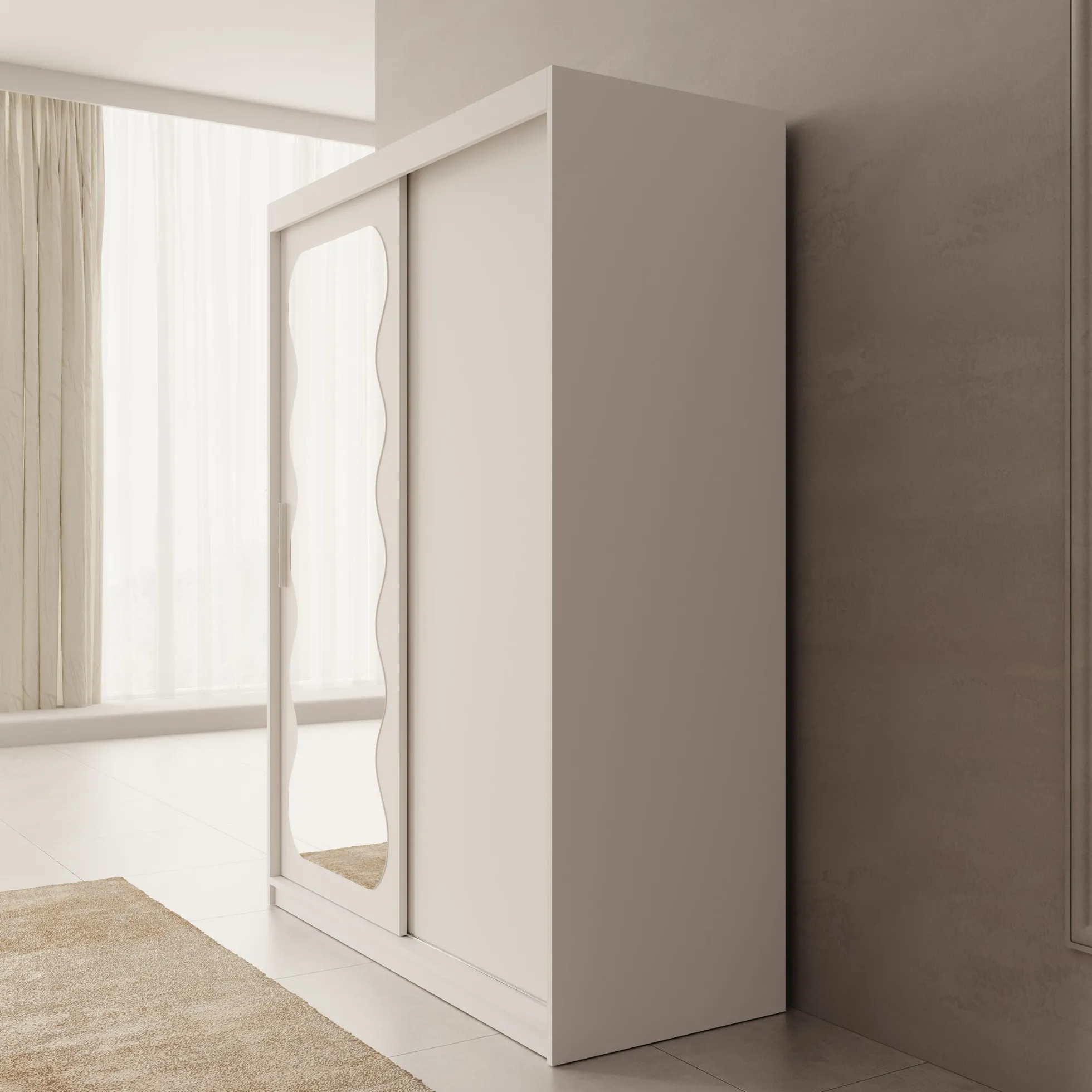 Sentoji - Kledingkast met 2 schuifdeuren - Wit - 150x62x200 cm