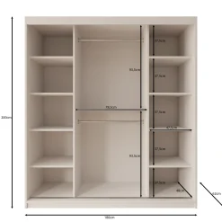 Sentoji - Kledingkast met 2 schuifdeuren - Wit - 180x62x200 cm
