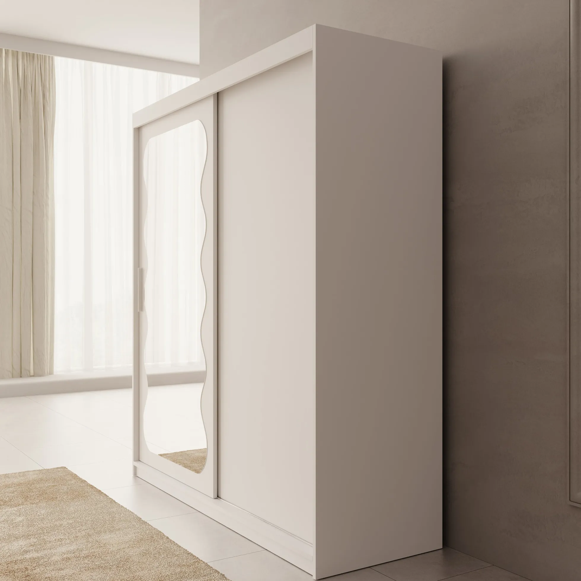 Sentoji - Kledingkast met 2 schuifdeuren - Wit - 180x62x200 cm