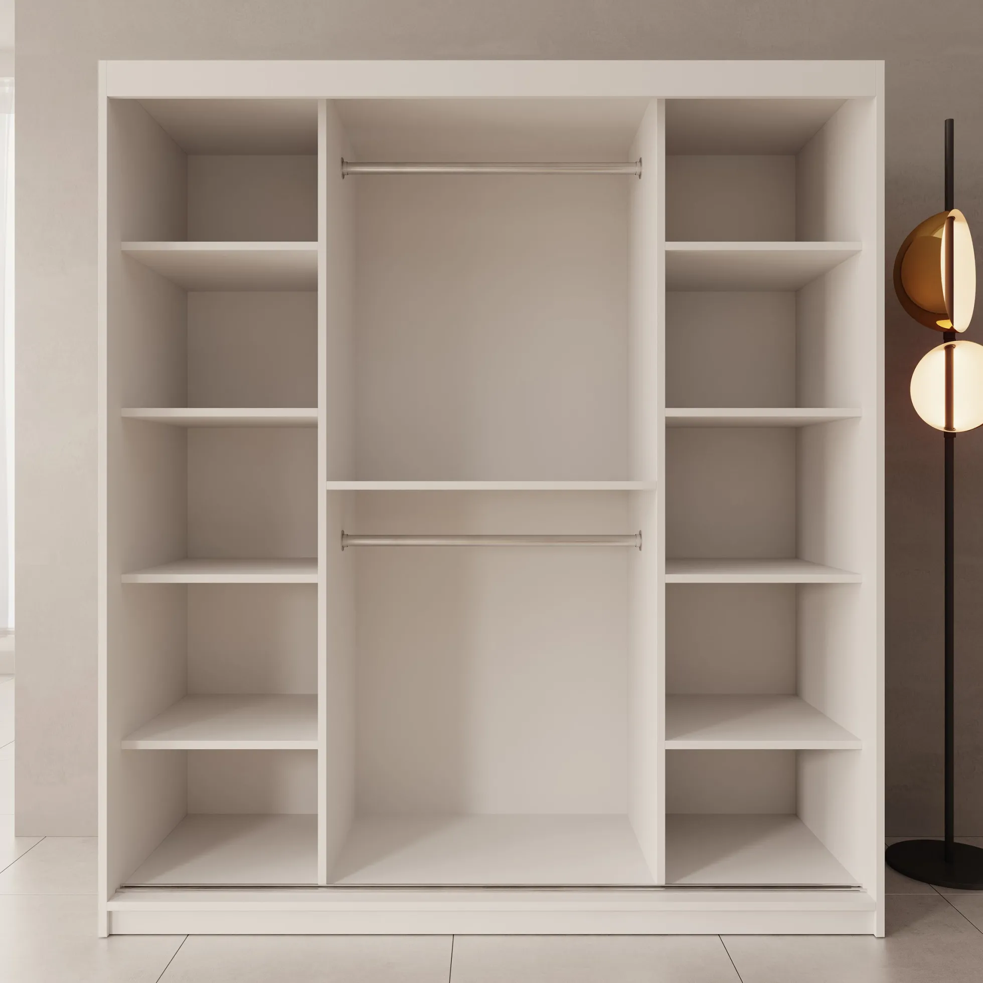 Sentoji - Kledingkast met 2 schuifdeuren - Wit - 180x62x200 cm