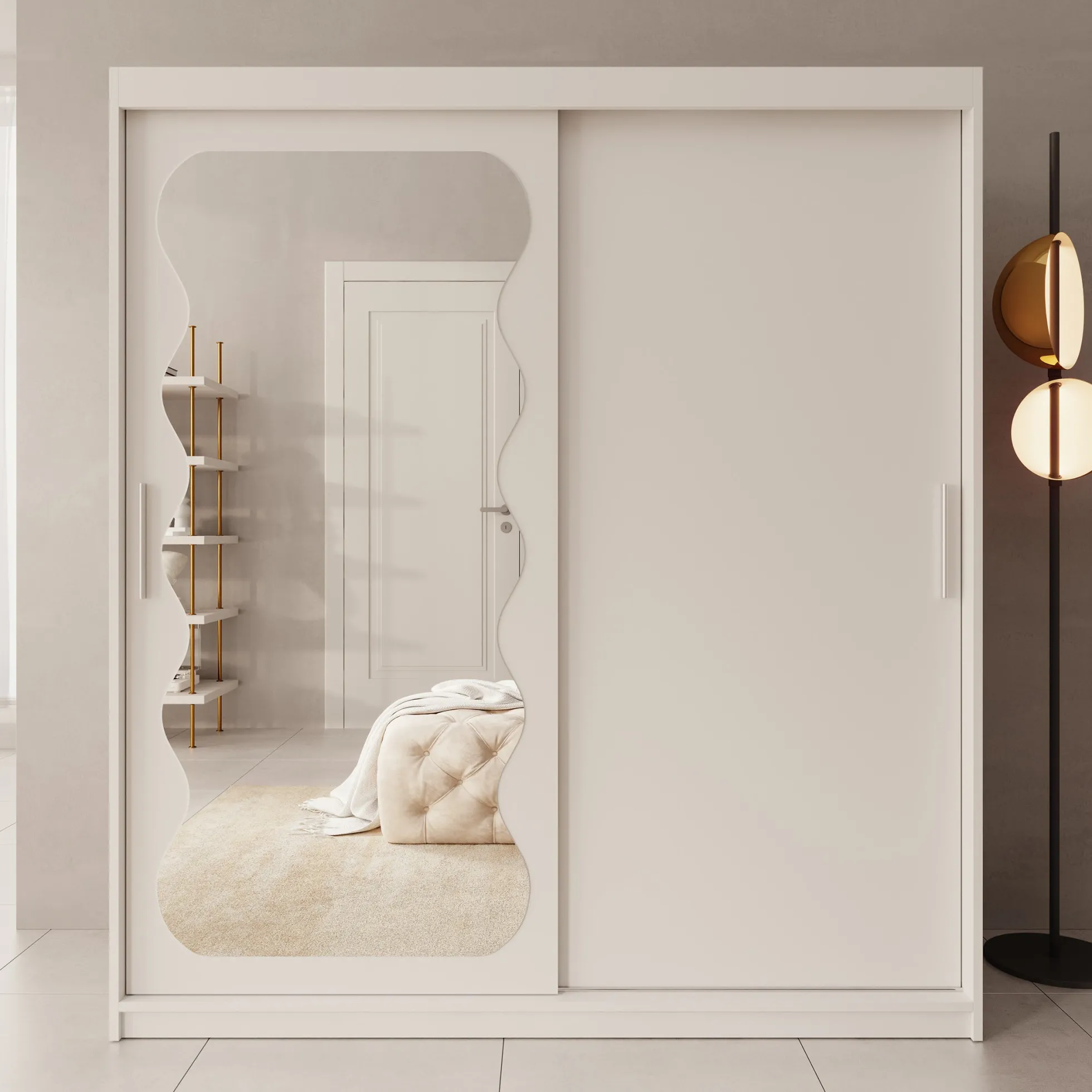Sentoji - Kledingkast met 2 schuifdeuren - Wit - 180x62x200 cm