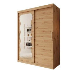 Sentoji - Kledingkast met 2 schuifdeuren - Eikenpatroon - 150x62x200 c