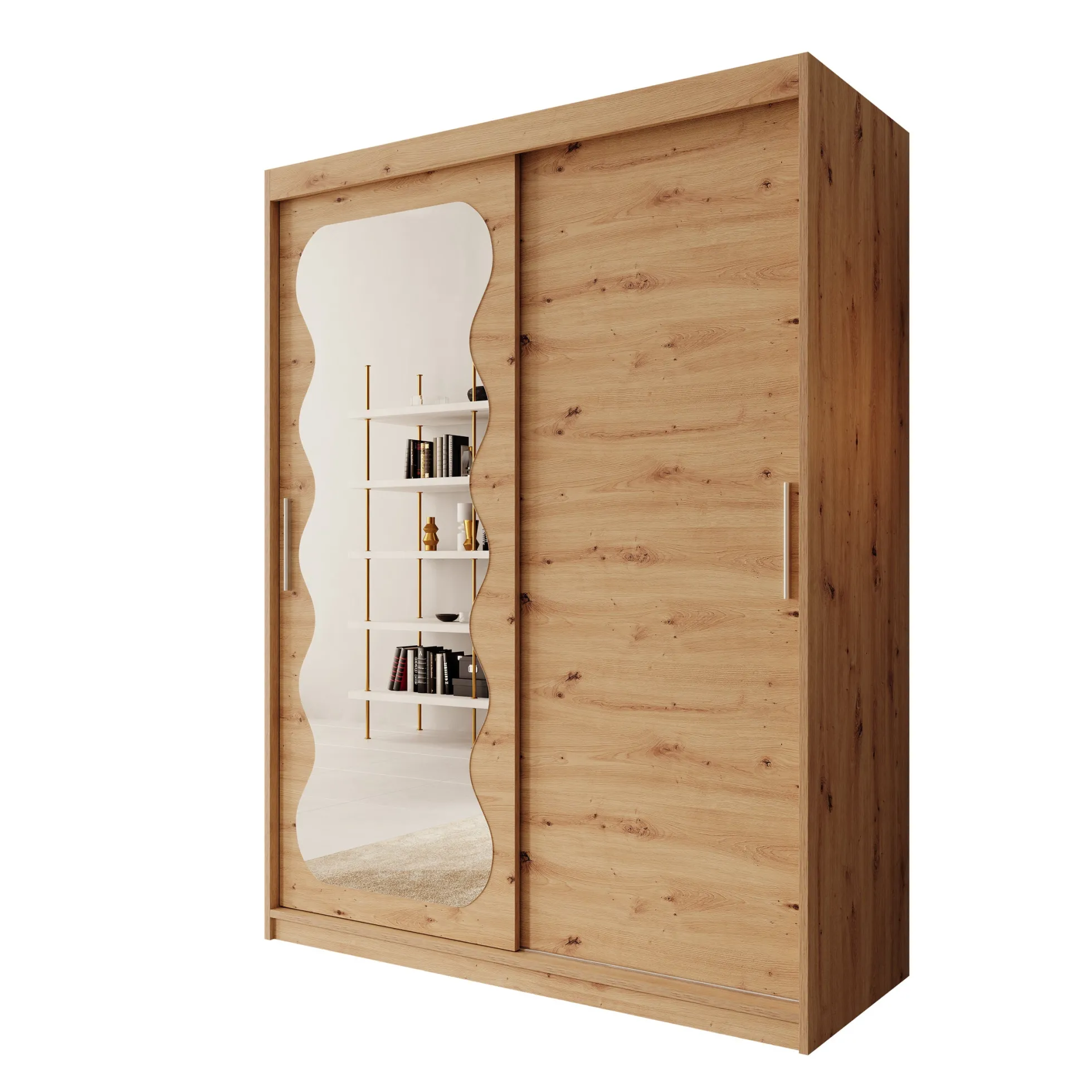 Sentoji - Kledingkast met 2 schuifdeuren - Eikenpatroon - 150x62x200 c