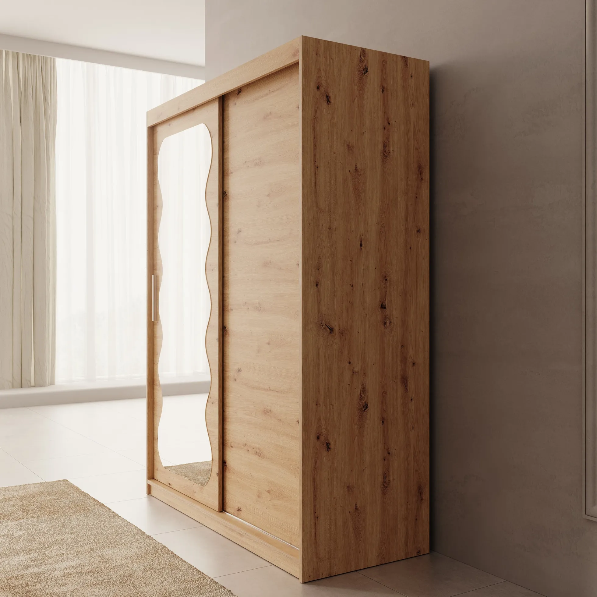 Sentoji - Kledingkast met 2 schuifdeuren - Eikenpatroon - 150x62x200 c