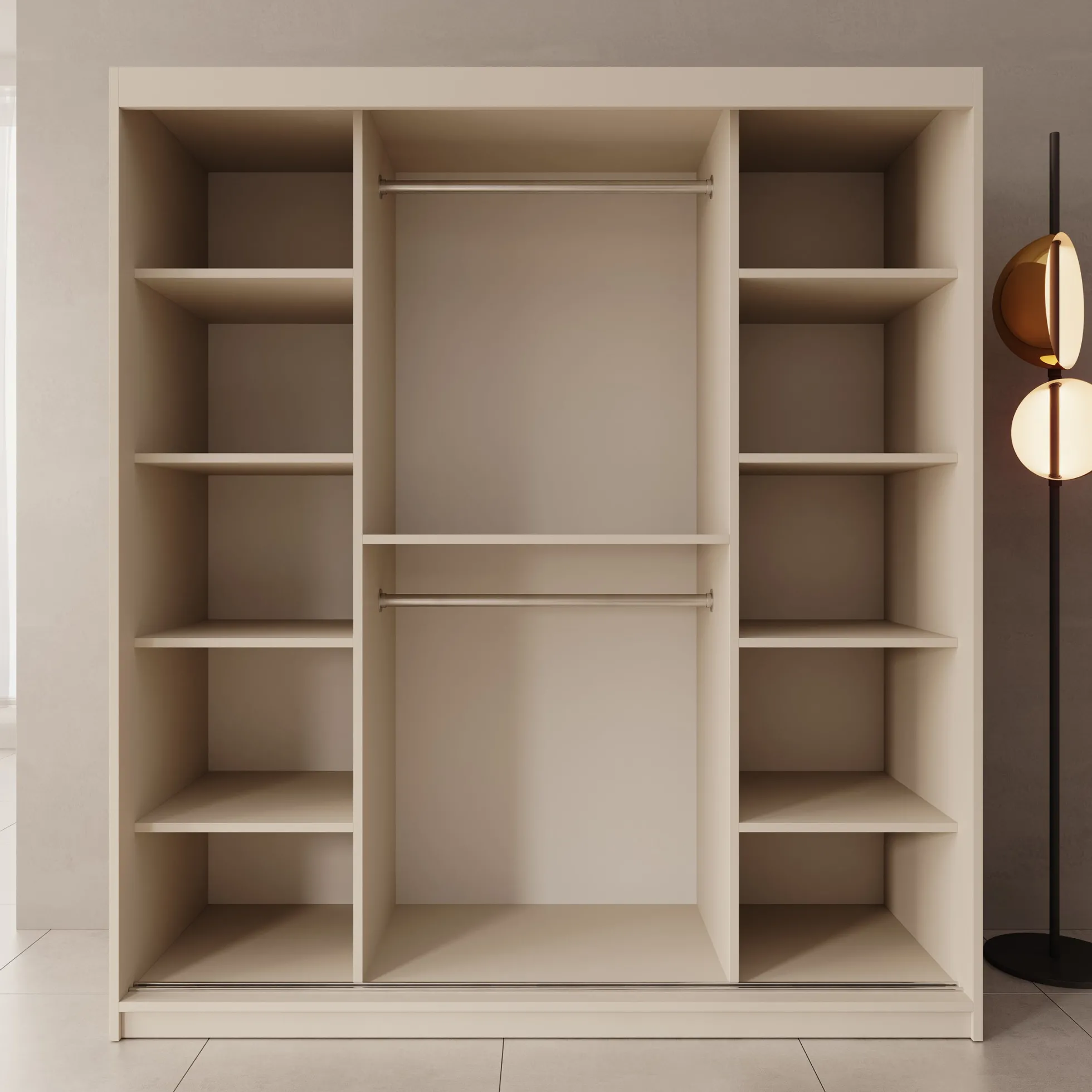 Sentoji - Kledingkast met 2 schuifdeuren - Beige - 180x62x200 cm