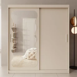 Sentoji - Kledingkast met 2 schuifdeuren - Beige - 180x62x200 cm