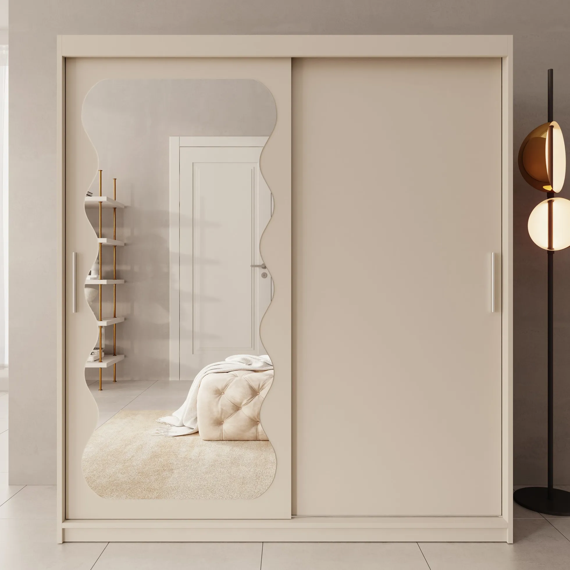 Sentoji - Kledingkast met 2 schuifdeuren - Beige - 180x62x200 cm