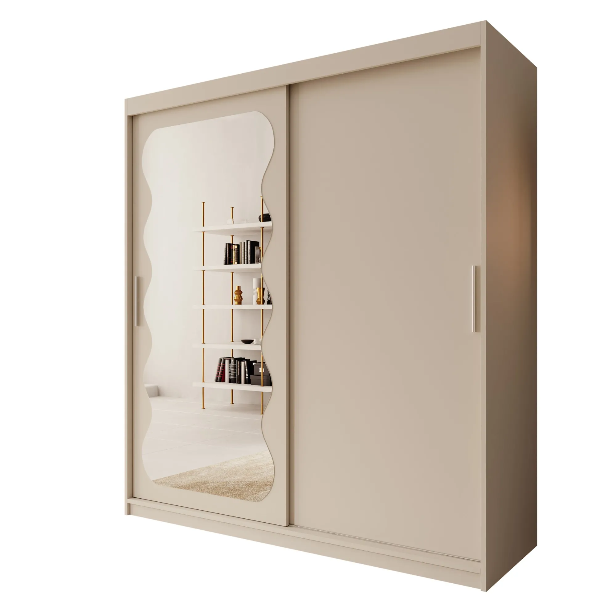 Sentoji - Kledingkast met 2 schuifdeuren - Beige - 180x62x200 cm