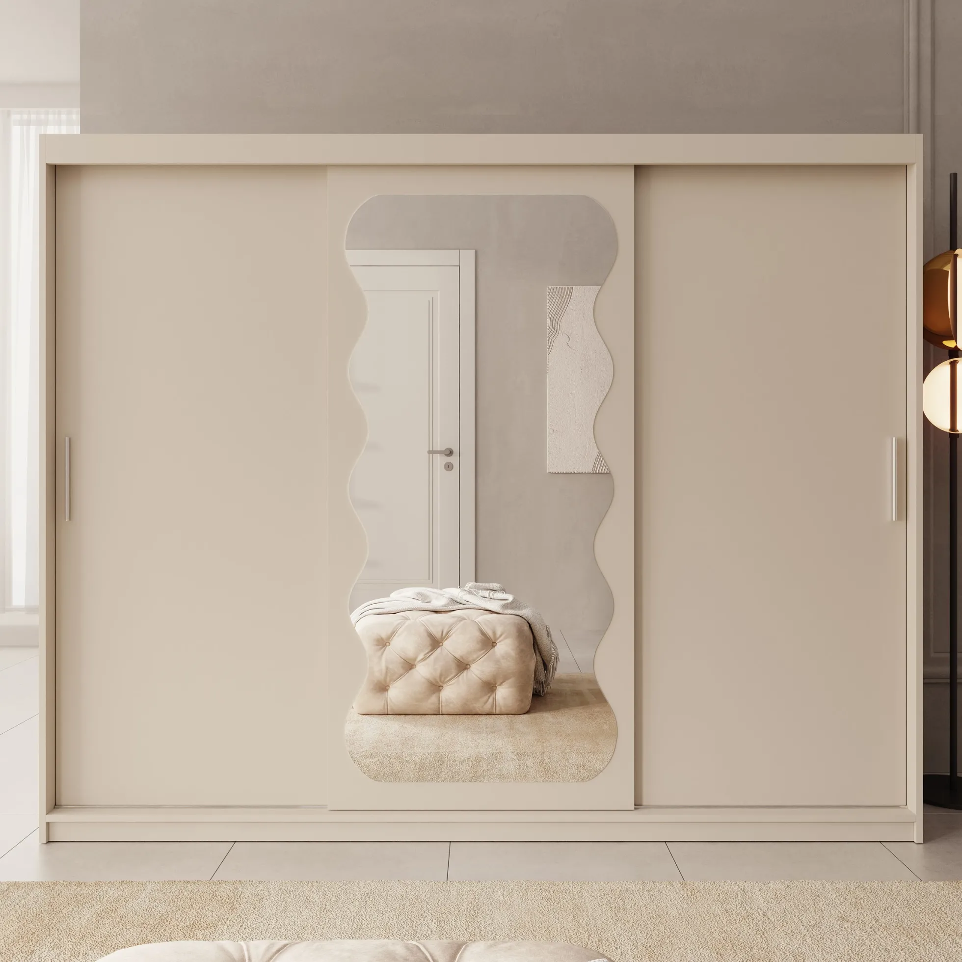 Sentoji - Kledingkast met 3 schuifdeuren - Beige - 250x62x200 cm