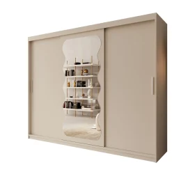 Sentoji - Kledingkast met 3 schuifdeuren - Beige - 250x62x200 cm