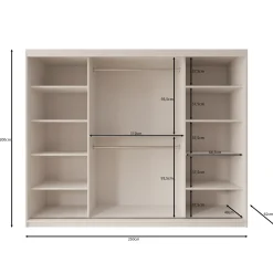 Sentoji - Kledingkast met 3 schuifdeuren - Beige - 250x62x200 cm