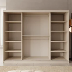 Sentoji - Kledingkast met 3 schuifdeuren - Beige - 250x62x200 cm