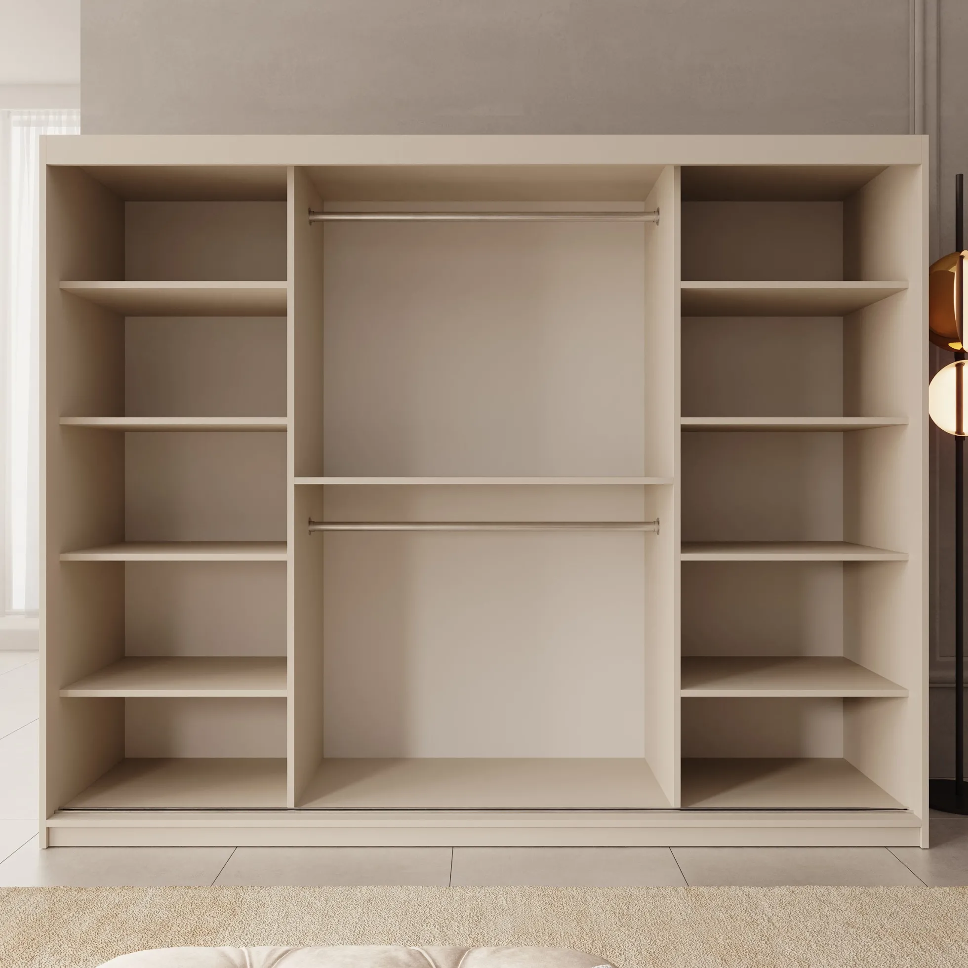 Sentoji - Kledingkast met 3 schuifdeuren - Beige - 250x62x200 cm