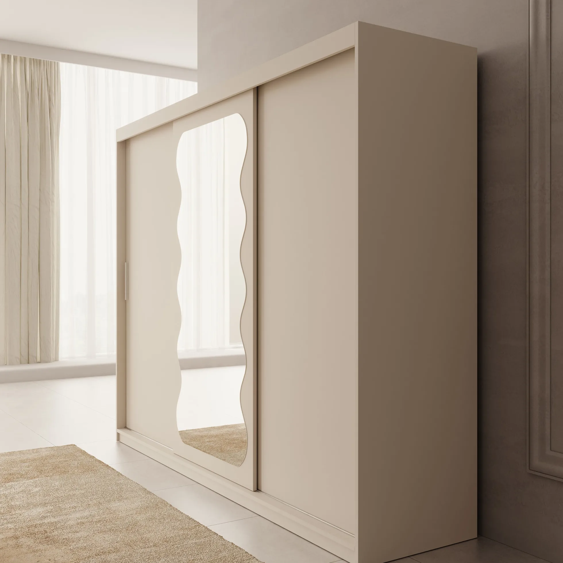 Sentoji - Kledingkast met 3 schuifdeuren - Beige - 250x62x200 cm