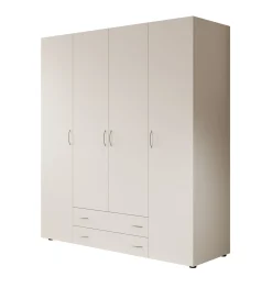 Serra - Kledingkast 4-deurs - Wit - 160x51x177 cm