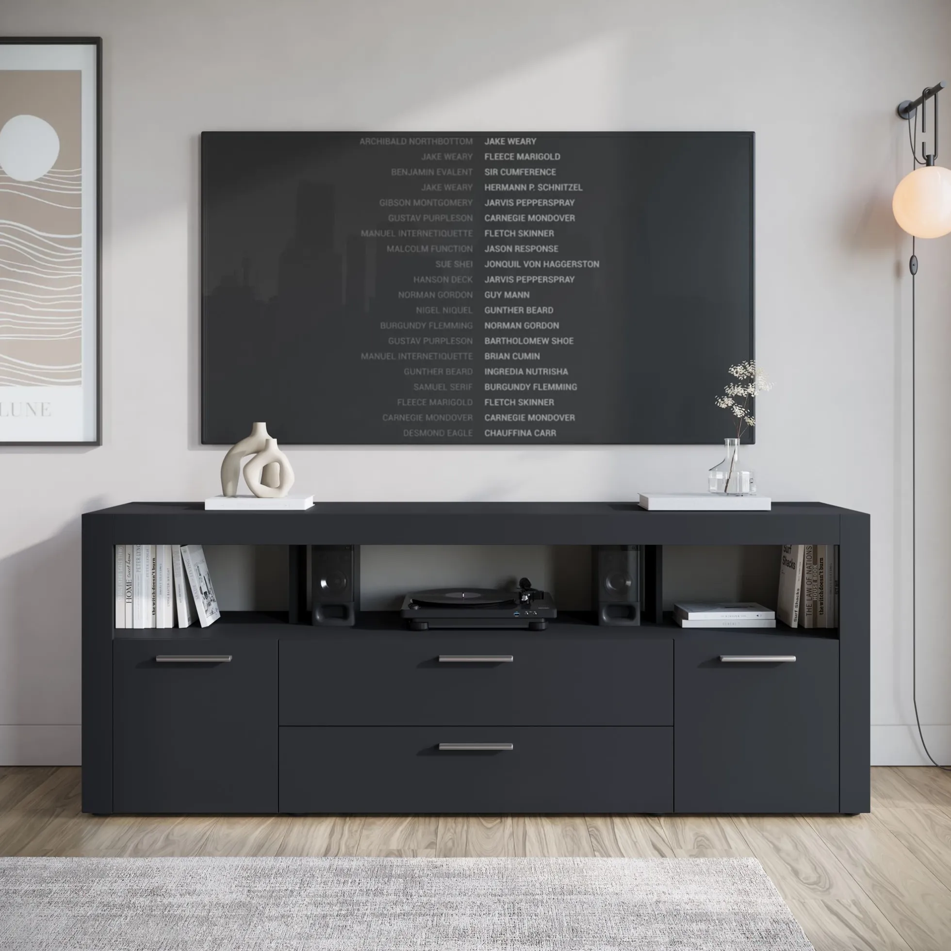 Sharon - TV-Meubel - Zwart - 181 cm