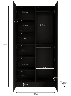 Shelton 1 - Kledingkast 2-deurs - Zwart
