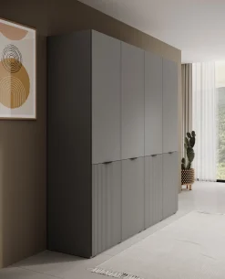 Shelton - Kledingkast 4-deurs - Grijs - 202x51x200 cm
