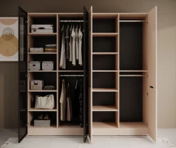 Shelton - Kledingkast 4-deurs van glas - Beige