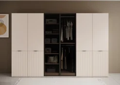 Shelton - Kledingkast 6-deurs van glas - Beige