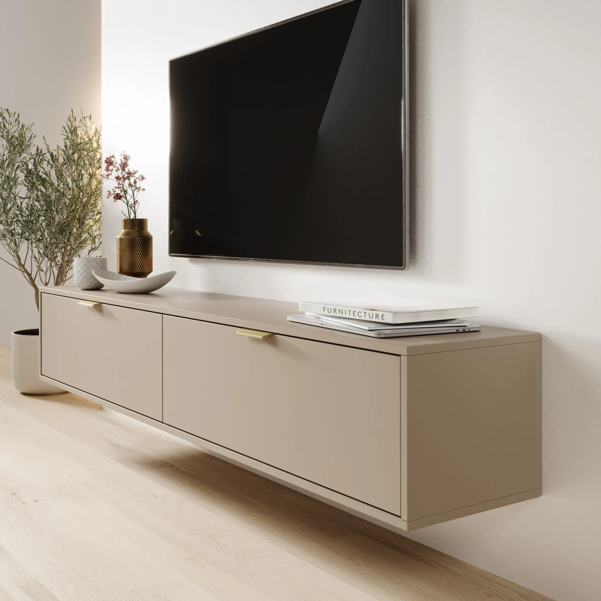 Silas - TV-Meubel - Beige - 175x33x35 cm