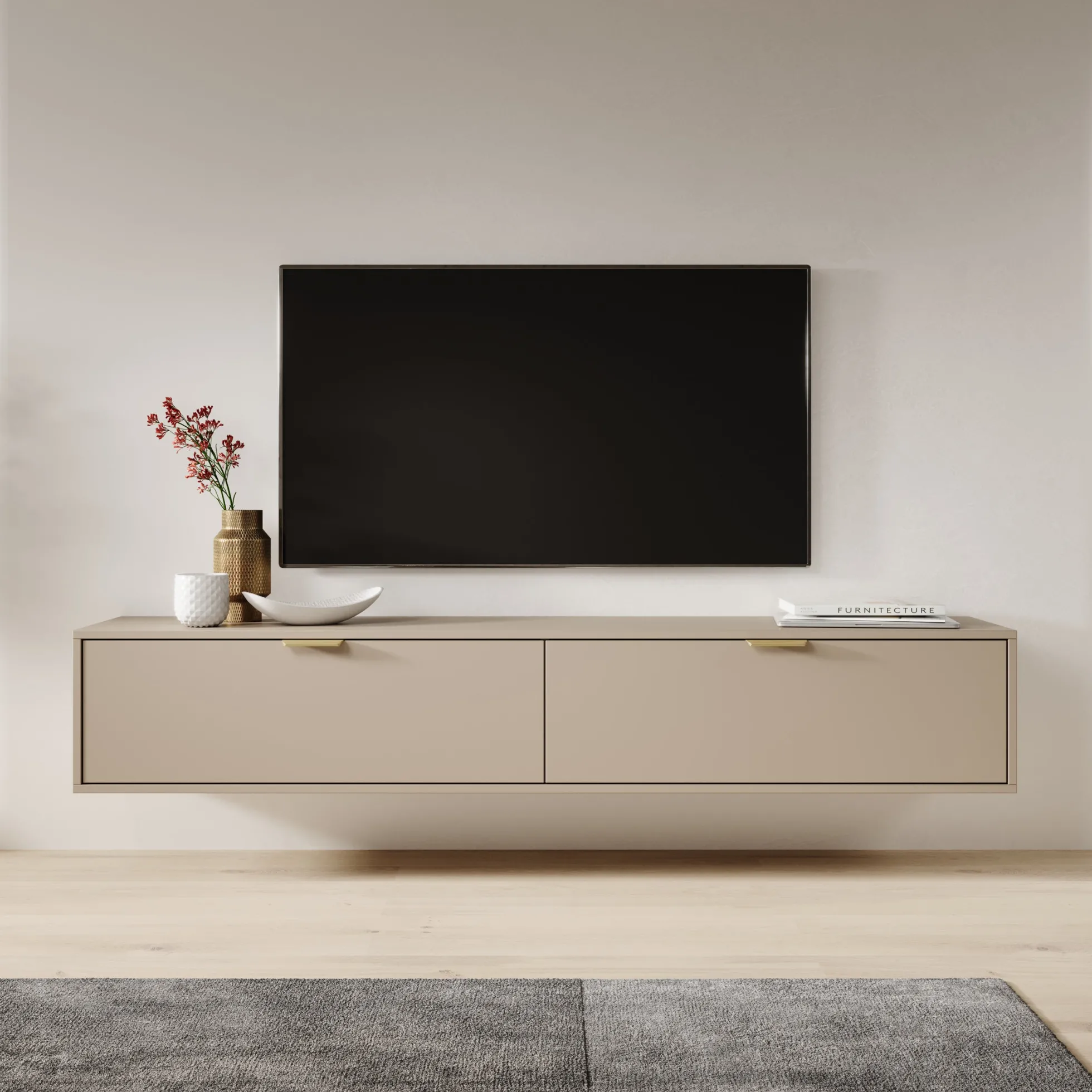 Silas - TV-Meubel - Beige - 175x33x35 cm