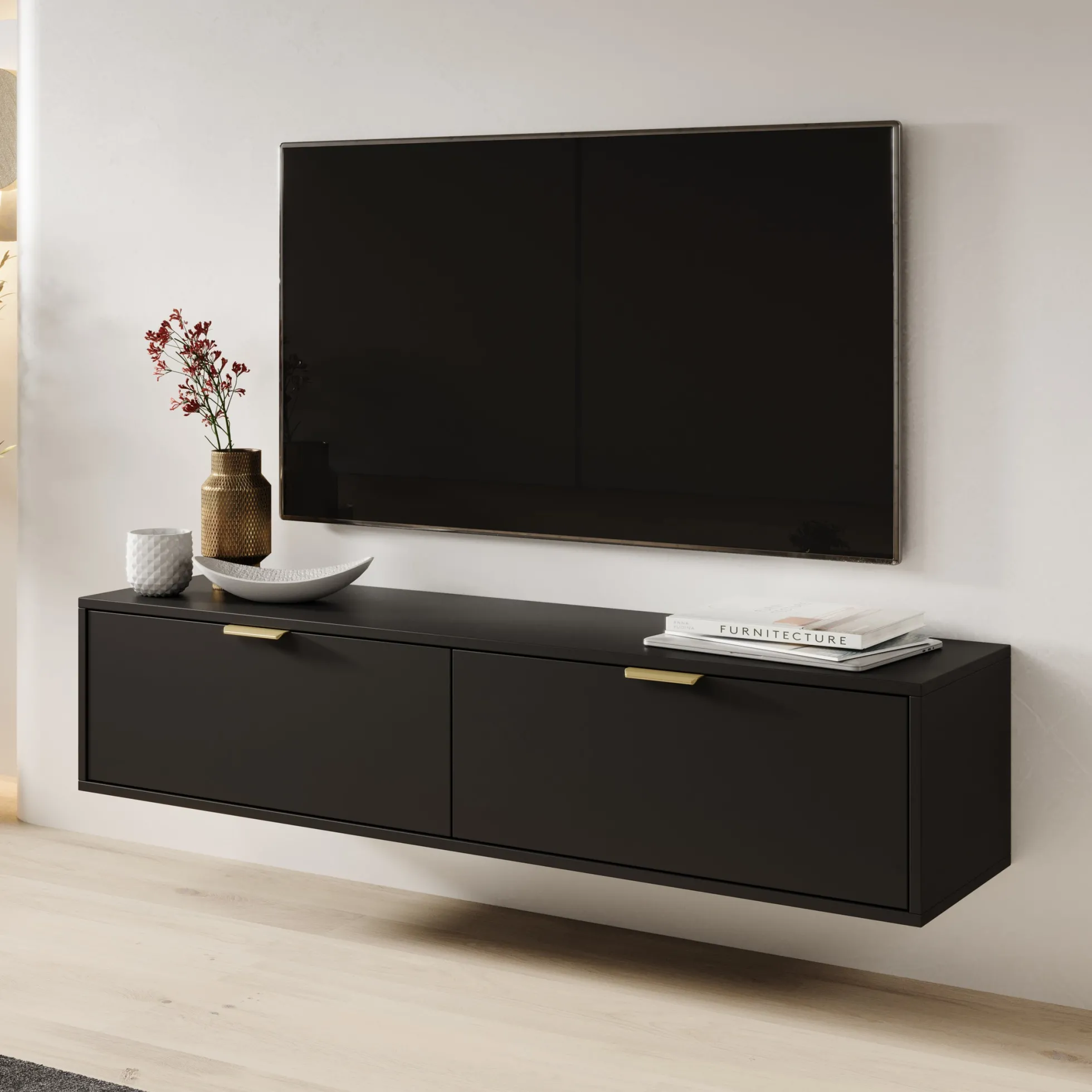 Silas - TV-Meubel - Zwart - 140x33x35 cm