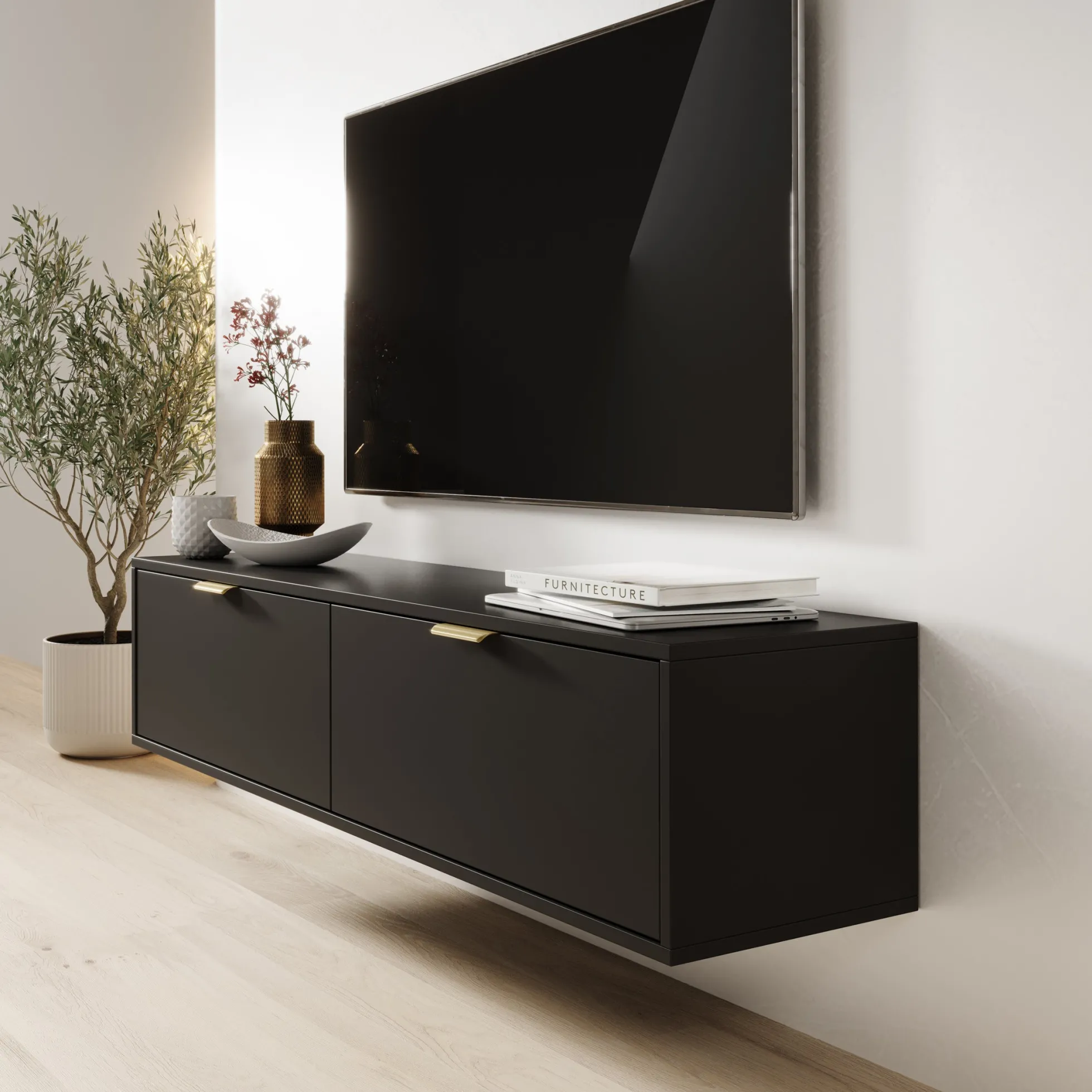 Silas - TV-Meubel - Zwart - 140x33x35 cm