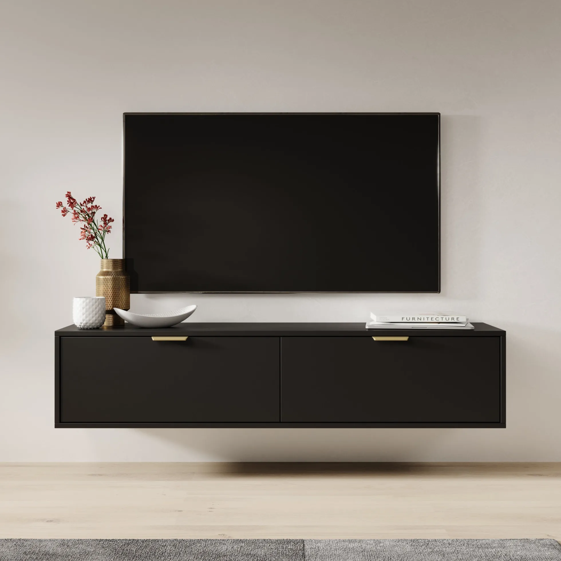 Silas - TV-Meubel - Zwart - 140x33x35 cm