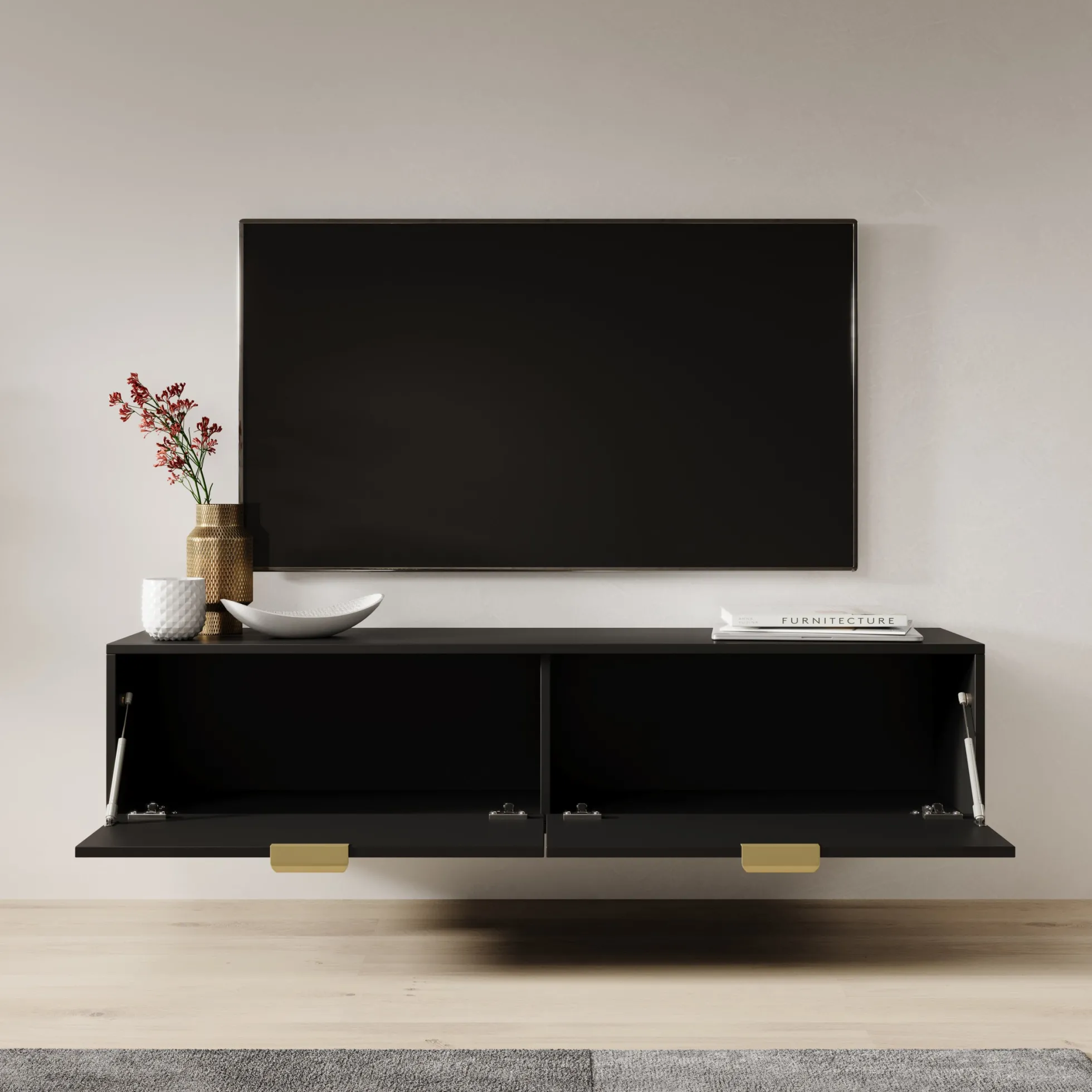Silas - TV-Meubel - Zwart - 140x33x35 cm