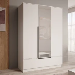Skyer - Kledingkast 3-deurs - Wit - 135x51x193 cm