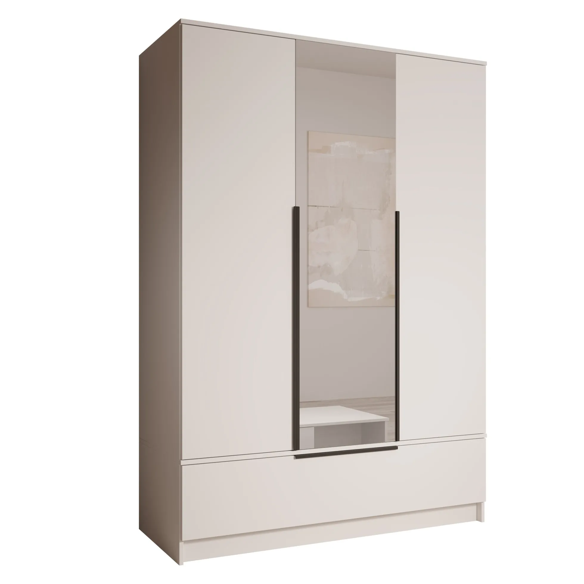 Skyer - Kledingkast 3-deurs - Wit - 135x51x193 cm