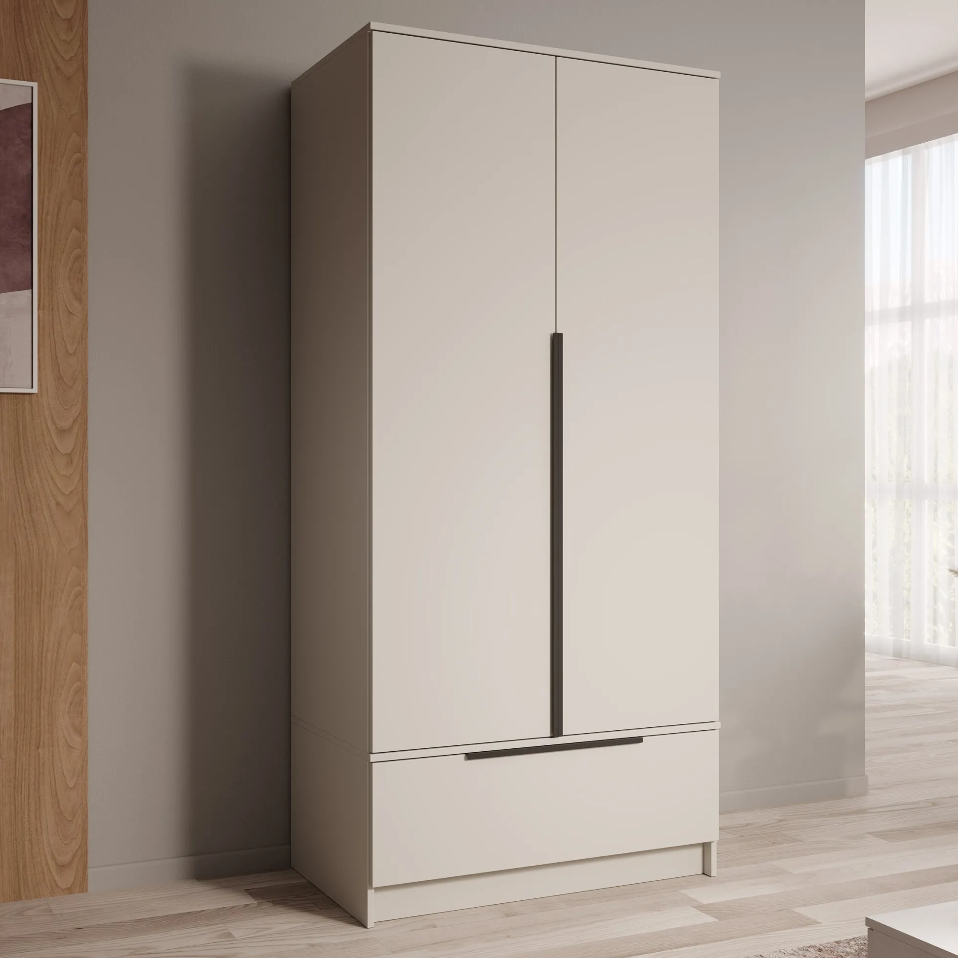 Skyer - Kledingkast 2-deurs - Beige - 90x51x193 cm
