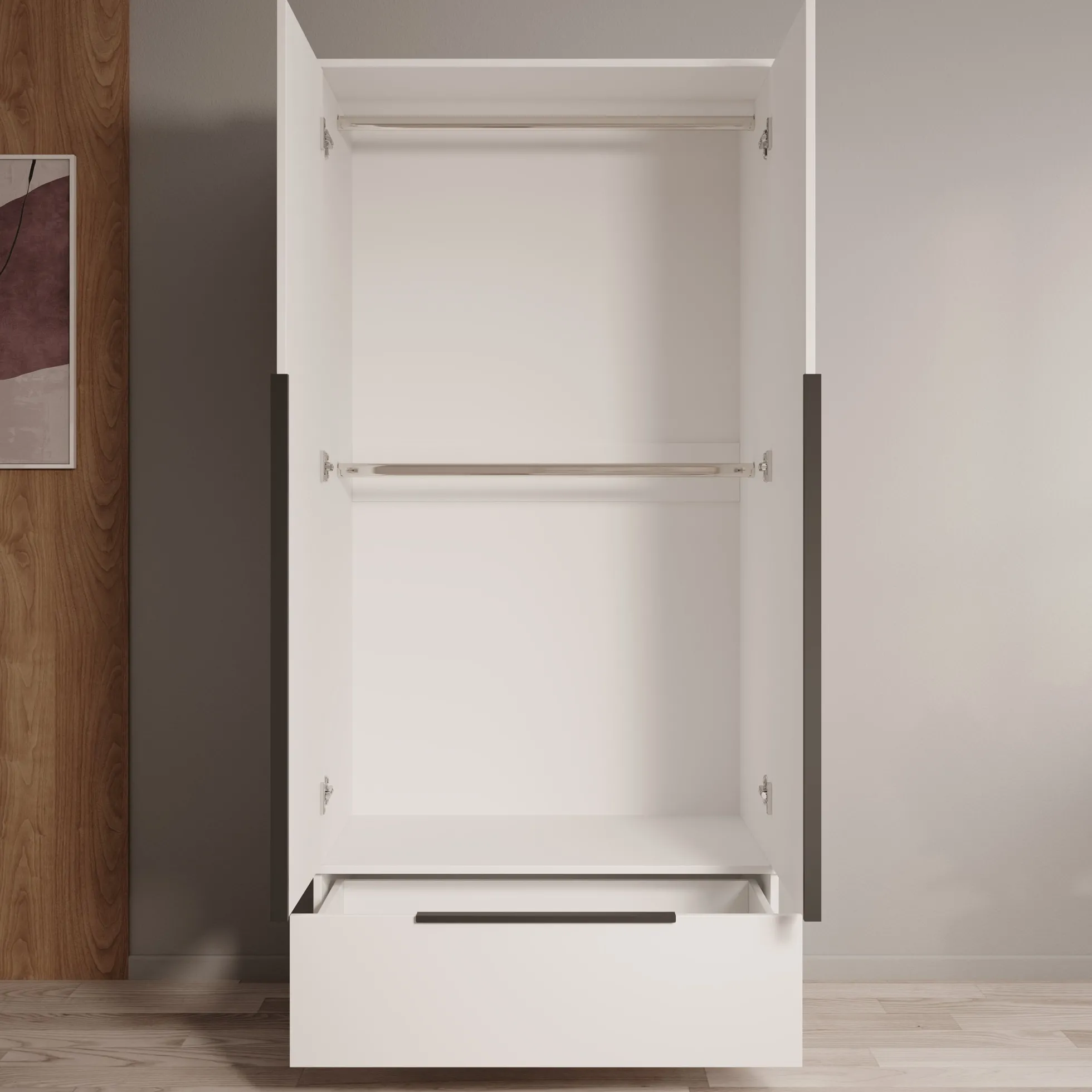 Skyer - Kledingkast 2-deurs - Wit - 90x51x193 cm