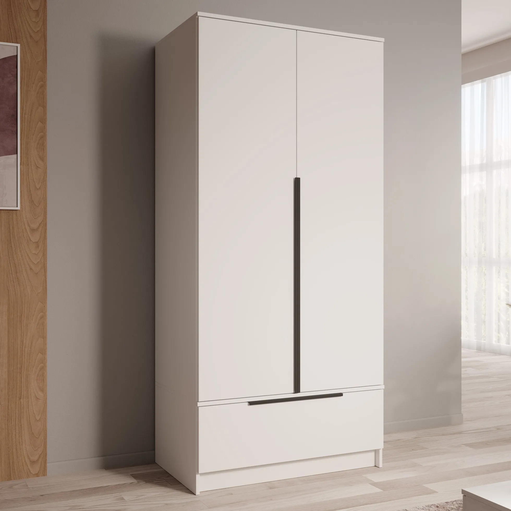 Skyer - Kledingkast 2-deurs - Wit - 90x51x193 cm