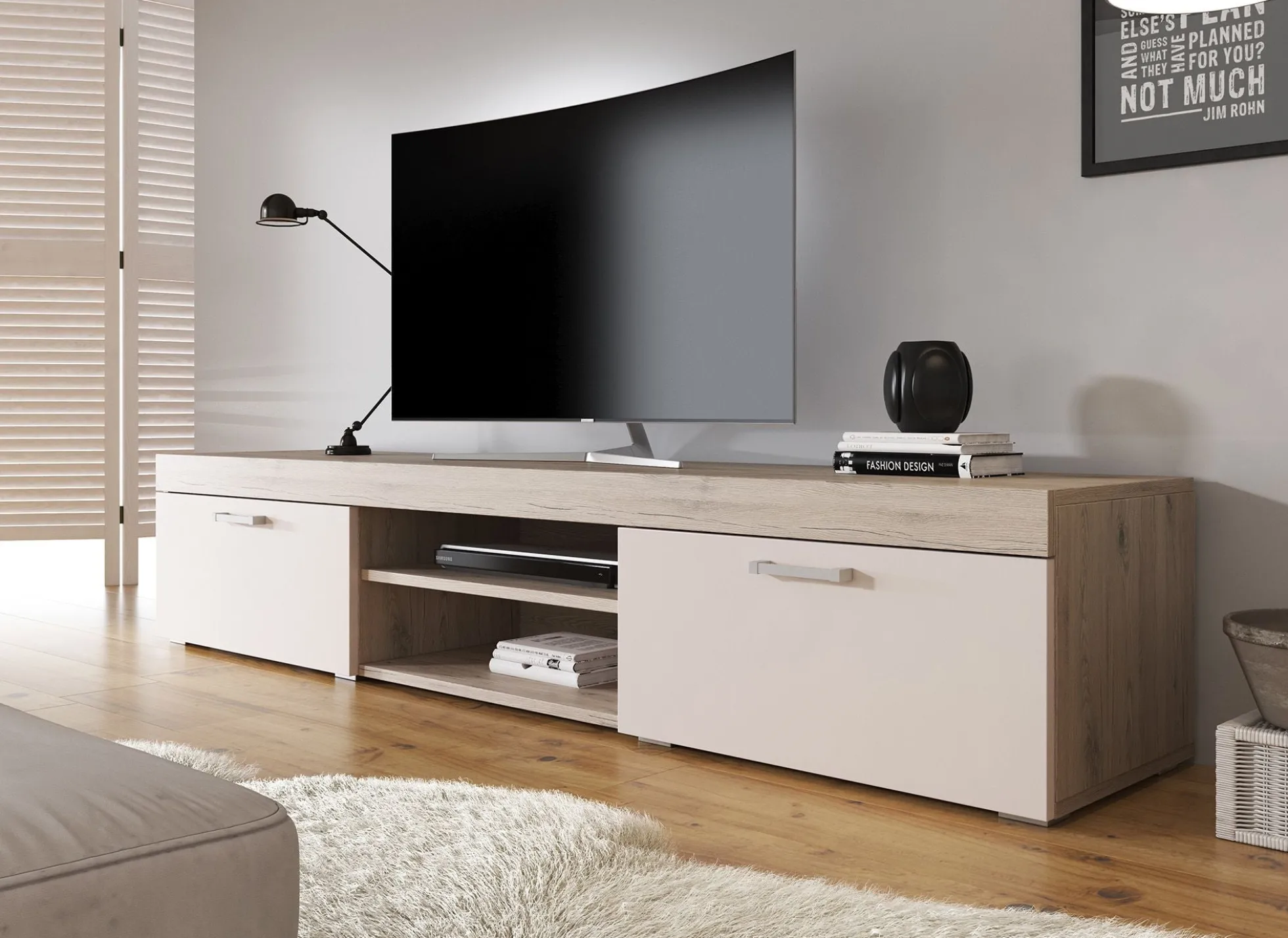Slim - TV-Meubel - Creme/licht eiken - 200 cm